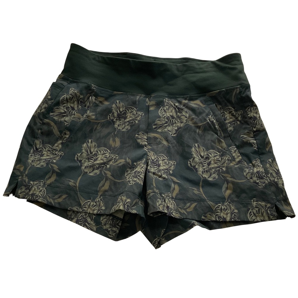 Athleta Trekkie North Green Floral Printed Shorts - Size 6 Ripstop Gorpcore